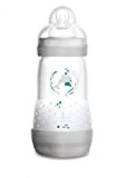 MAM Babyartikel 66321520 - Botella de bebé con válvula anti-cólicos Neutral, 260 ml, delfín, talla 1, gris