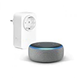 Echo Dot (3.ª generación), Tela de color gris oscuro + Amazon Smart Plug (enchufe inteligente wifi), compatible con Alexa