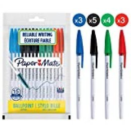 Paper Mate 045 bolígrafos - Punta mediana (1,0 mm), Colores surtidos de tinta, 15 unidades