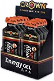 Crown Sport Nutrition 12 x Energy Gel + Cafeína (40g), Gel energético textura líquida con cafeína, aminoácidos y electrolitos para deportistas, Sabor de Cola