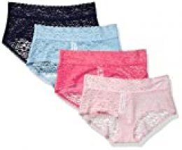 Amazon Essentials 4-Pack Lace Stretch Hipster Panty Mujer, Pack de 4