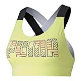 PUMA Feel It W Mid Impact Sujetador Deportivo, Mujer, Verde (Sunny Lime), XL