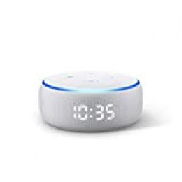 Echo Dot (3.ª generación) - Altavoz inteligente con reloj y Alexa, tela de color gris claro