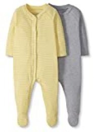 Moon and Back de Hanna Andersson - Pack de 2 pijamas pelele de bebé con pies hechos de algodón orgánico para dormir y jugar