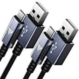 VicTsing Cable USB C,Cable de Carga Rápida, Cable de Datos y Carga Rápida, Nylon Trenzado para Dispositivos USB C, 5V/3A Cable de Carga Rápida, Diseño Antideslizante, Apariencia Elegante, 2 Pack