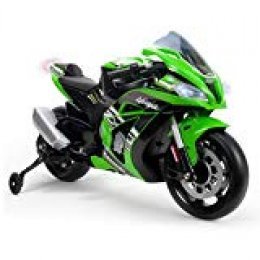 INJUSA- Moto ZX10 Ninja Kawasaki de 12 V, licenciada con luces y sonidos, recomendada a partir de los 3 años, Color verde (6495)