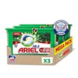 Ariel Allin1 Pods Oxi - Detergente en cápsulas para la lavadora, específico para eliminar manchas díficiles, 129 lavados (3 x 43)
