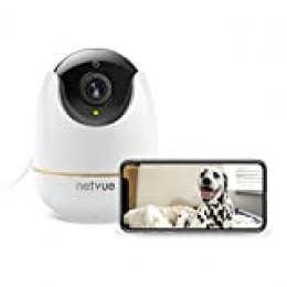 Netvue Cámaras Vigilancia WiFi Interior, Full HD 1080P Cámaras WiFi con Detección de Humano Movimiento, Zoom 8X, Visión Nocturna, Audio Bidireccional, Cámara Seguridad Inalámbrica para Bebé/Mascotas