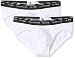 Calvin Klein Hip Brief 2pk Boxer, Blanco (White with/Black WB WB E), X-Small para Hombre