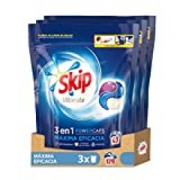 Skip Ultimate Triple Poder Máxima Eficacia Detergente Cápsulas para Lavadora - Paquete de 3 x 43 lavados - Total: 129 lavados