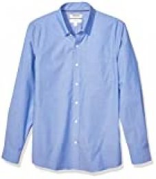 Marca Amazon - Goodthreads - Camisa cómoda de popelín elástico con manga larga, corte entallado, y de cuidado fácil, para hombre