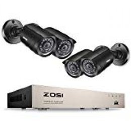720P 8 CH 4 Cámaras ZOSI Sistema de Seguridad Kit de Vigilancia CCTV HD NO Disco Duro Visión Nocturna 20m 24 Leds