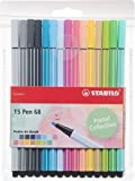 Stabilo Pen 68 - Estuche de 15 rotuladores de punta media (colores pastel)