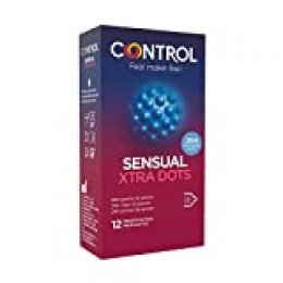 Control Preservativos Sensual Xtra Dots - Caja de condones, con puntos para la estimulación, ajuste perfecto, sexo seguro, 12 unidades