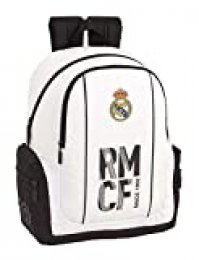 Real Madrid CF 611854662 Mochila Adaptable a Carro, Niños, Blanco, 43 cm