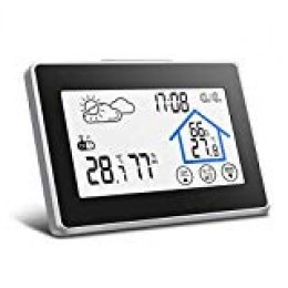 Estación meteorológica con sensor inalámbrico al aire libre, DIGOO DG-TH8380 higrómetro digital con pantalla táctil, monitor de temperatura y humedad