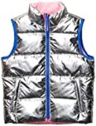 Spotted Zebra Reversible Puffer Vest infant-and-toddler-down-alternative-outerwear-coats, Silver Metallic/Neon Pink, Medium / 8 US