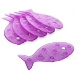 TATAY 5515005 - Pack de 6 pegatinas antideslizantes para ducha o bañera, diseño de peces, color berenjena