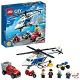 LEGO City Police - Policía: Persecución en Helicóptero, Juguete de Construcción a Partir de 5 Años, Contiene un Imán para Atrapar Objetos Magnéticos, un Camión de Fuga y una Moto (60243)
