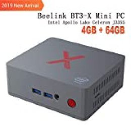 Beelink BT3-X Mini PC Ordenador de Sobremesa con HDMI, Intel Apollo Lake Celeron J3355, LPDDR4 4G + eMMC 64G, 2.4G / 5.8G WiFi, 4K, BT 4.0, 1000Mbps LAN, Windows 10