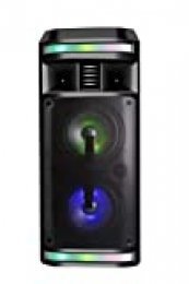 DYNASONIC - DY-65201 Altavoz Inalámbrico Sistema de Audio | Bluetooth, Altavoz Portatil, USB, Luces Multicolor, Radio FM, Micrófono, Color Negro