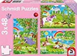 Schmidt Spiele Puzzle 56225 – Standard 3 x 48 Piezas Princesa el Castillo de jardín