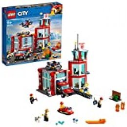 LEGO City Fire - Parque de Bomberos, estación de juguete para construir, incluye camión, moto acuática y dron (60215)