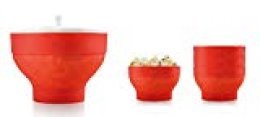 'Lékué XL Popcorn - Set para microondas con un molde de silicona y 4 boles colapsables, color rojo
