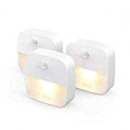 [3 unidades]Eufy Lumi luz de noche, luz nocturna LED blanco con sensor de movimiento para dormitorio, baño, cocina, pasillo, escaleras, energéticamente eficiente, compacto