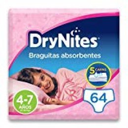 DryNites - Braguitas absorbentes para niña - 4-7 años (17-30 kg), 4 paquetes x 16 uds (64 unidades)