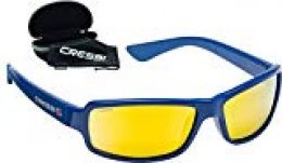 Cressi Ninja Sunglasses Gafas Polarizadas para Deportes con una Protección 100% UV, Adultos Unisex, Azul Royal-Lentes Espejadas Naranja, Un Tamaño