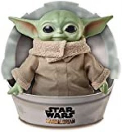 Star Wars Baby Yoda El niño de la serie The Mandalorian, figura peluche de 28 cm, color verde, (Mattel GWD85)