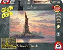 Schmidt Spiele- Thomas Kinkade - Puzzle (1000 Piezas), diseño de Estatua de la Libertad en la Noche, Color carbón (59498)