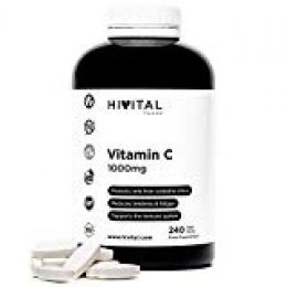 Vitamina C 1000 mg | 240 comprimidos (Suministro para 8 meses) | Reduce el cansancio y la fatiga, protege las células del estrés oxidativo, y mejora el sistema inmunológico | Apto para Veganos.