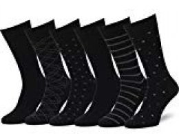 Easton Marlowe 6 PR Calcetines Sutilmente Estampados Hombre - 6pk #4-3, Negro - 43-46 talla de calzado UE