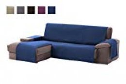 textil-home Funda Cubre Sofá Chaise Longue Adele, Protector para Sofás Acolchado Brazo Izquierdo. Tamaño -200cm. Color Azul (Visto DE Frente)