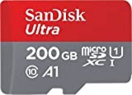 SanDisk Ultra Tarjeta de memoria microSDXC con adaptador SD, hasta 100 MB/s, rendimiento de apps A1, Clase 10, U1, 200 GB