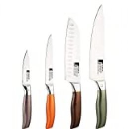 Bergner Set 4 Cuchillos de Cocina en Acero Inoxidable colección Neon Classic, Multicolor